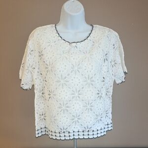 BiBi White Boxy Embellished Blouse